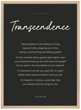 Transcendence Word of Intention Framed print 70x100 cm / 28x40″ Wood frame Carbon paper