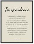 Transcendence Word of Intention Framed print 30x40 cm / 12x16″ Black frame Linen paper