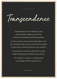 Transcendence Word of Intention Framed print 50x70 cm / 20x28″ Wood frame Carbon paper
