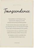 Transcendence Word of Intention Framed print 70x100 cm / 28x40″ Wood frame Linen paper