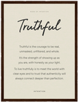 Truthful Word of Intention Framed print 30x40 cm / 12x16″ Dark wood frame Linen paper