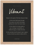 Vibrant Word of Intention Framed print 21x29.7 cm / 8x12" Wood frame Carbon paper