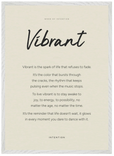 Vibrant Word of Intention Framed print 50x70 cm / 20x28″ White frame Linen paper