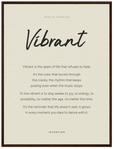 Vibrant Word of Intention Framed print 60x80 cm / 24x32″ Dark wood frame Linen paper