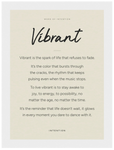 Vibrant Word of Intention Framed print 13x18 cm / 5x7″ White frame Linen paper