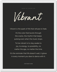 Vibrant Word of Intention Framed print 30x40 cm / 12x16″ White frame Carbon paper