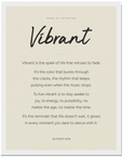 Vibrant Word of Intention Framed print 30x40 cm / 12x16″ White frame Linen paper