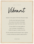 Vibrant Word of Intention Framed print 30x40 cm / 12x16″ Wood frame Linen paper