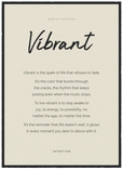 Vibrant Word of Intention Framed print 50x70 cm / 20x28″ Black frame Linen paper