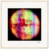 A close-up of lips with vibrant, multicolored streaks on a black background, this fine art print comes in a wood frame with a white mat—ideal for stylish interior design.