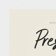 Presence Word of Intention Framed print 13x18 cm / 5x7″ White frame Linen paper corner detail