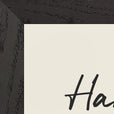 Harmonious Word of Intention Framed print 21x29.7 cm / 8x12" Black frame Linen paper corner detail