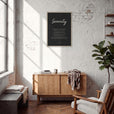Serenity Word of Intention Framed print 50x70 cm / 20x28″ Wood frame Carbon paper in interior