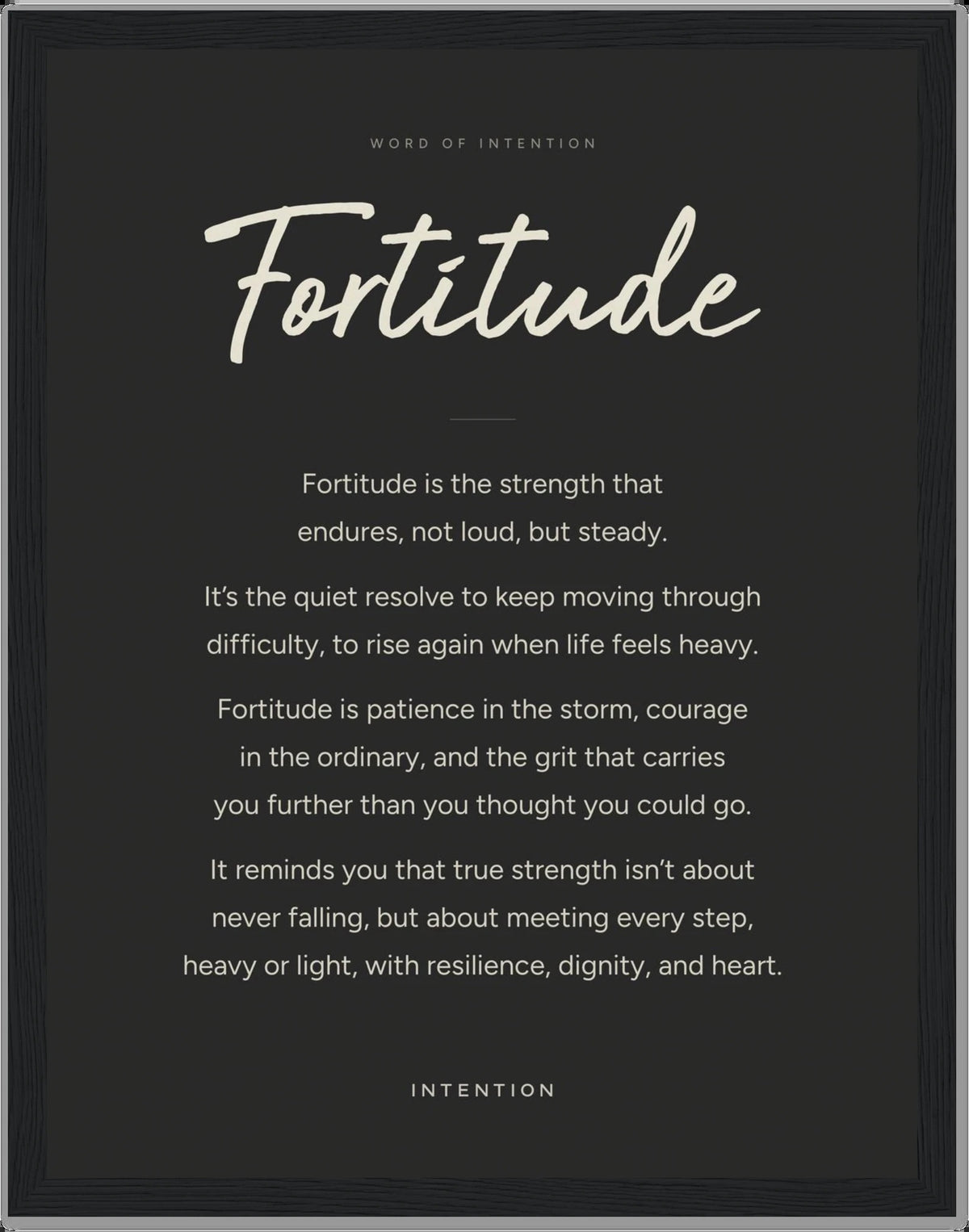 Fortitude, Word of Intention