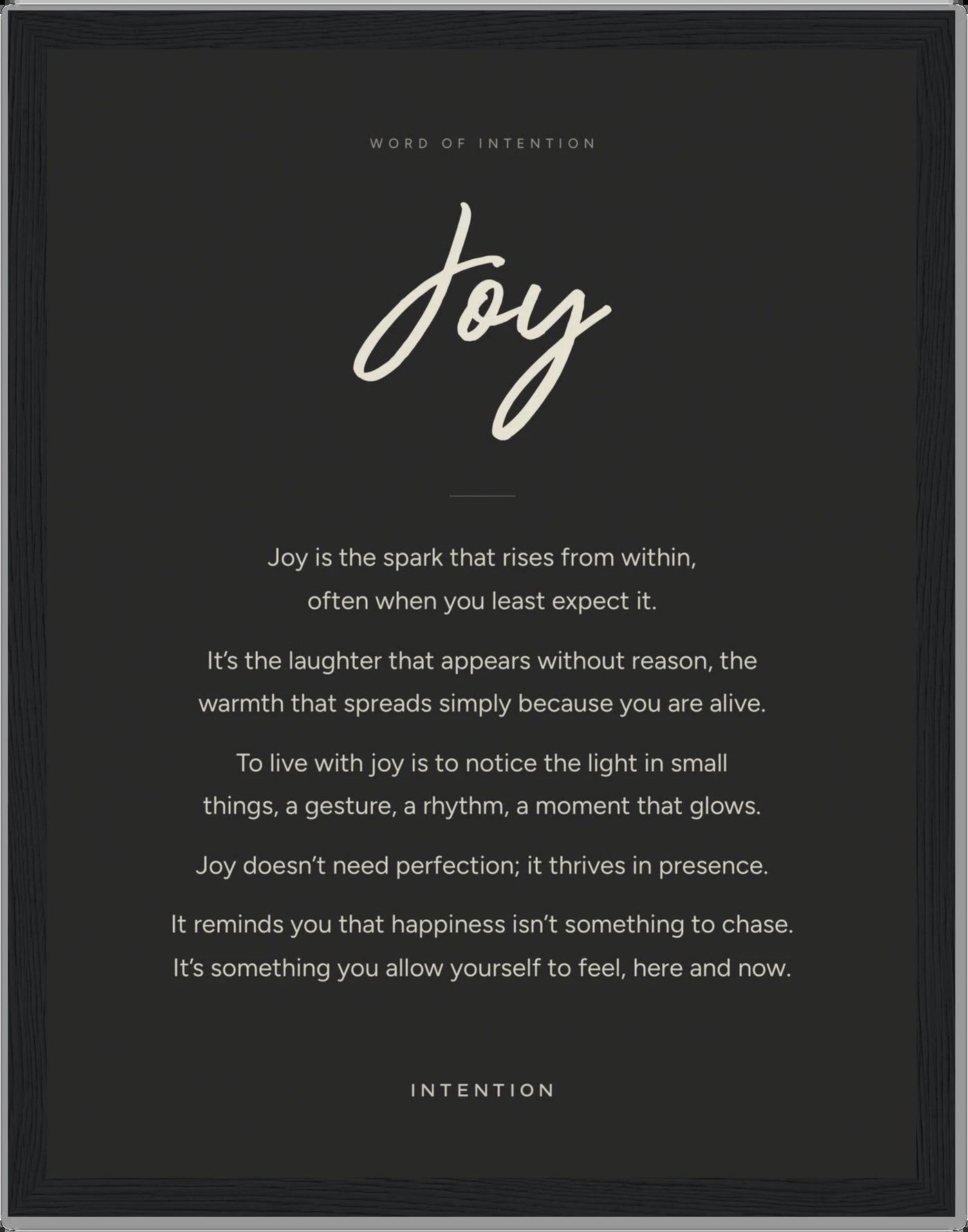 Joy, Word of Intention