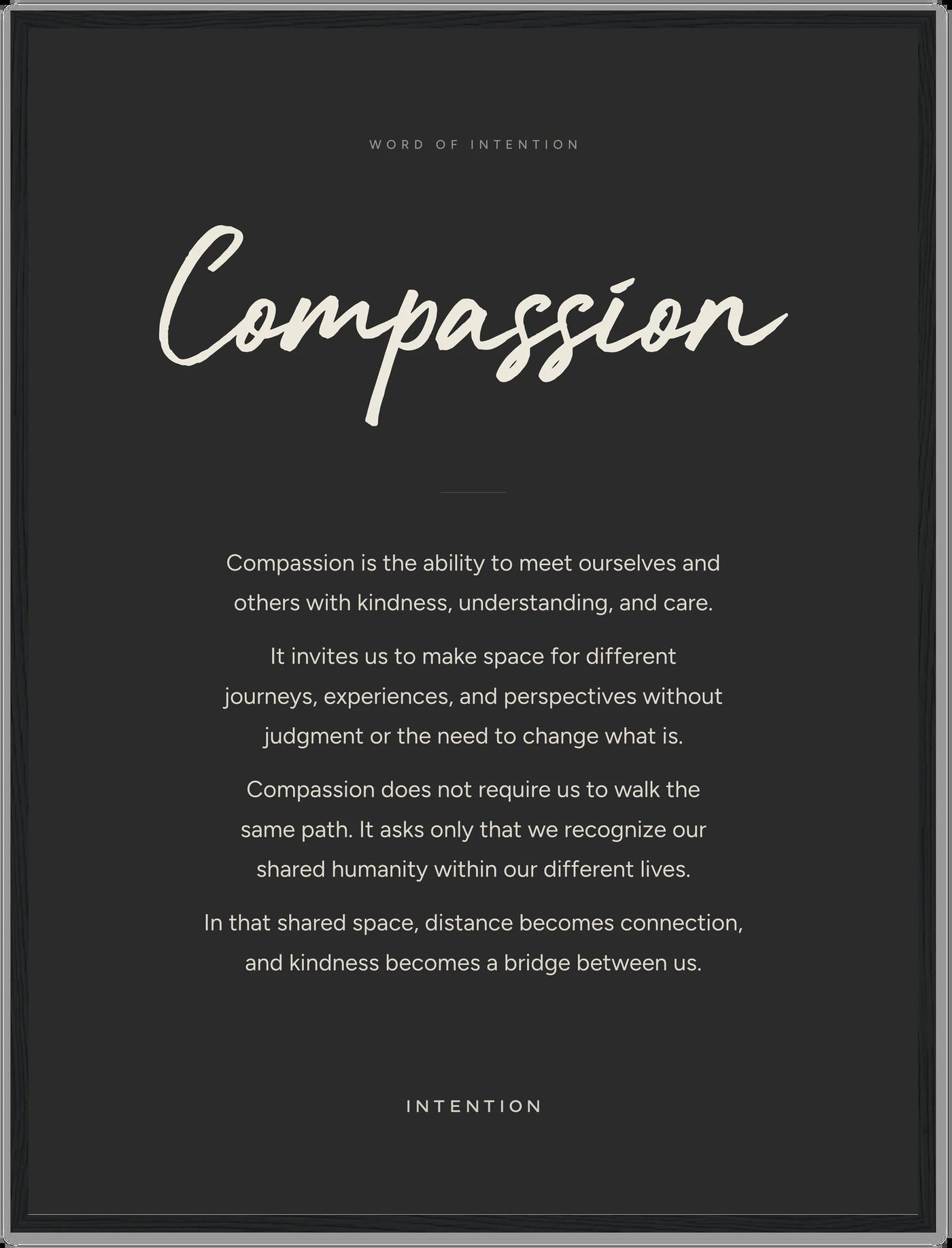 Compassion, Word of Intention