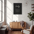 Lucky Word of Intention Framed print 60x80 cm / 24x32″ White frame Carbon paper in interior