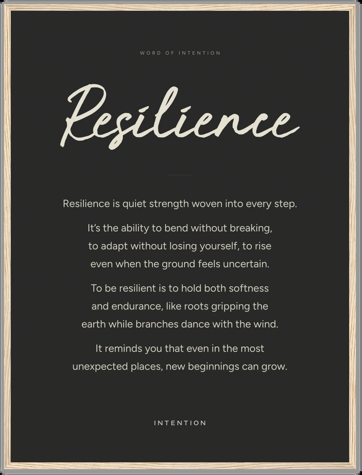 Resilience, Word of Intention