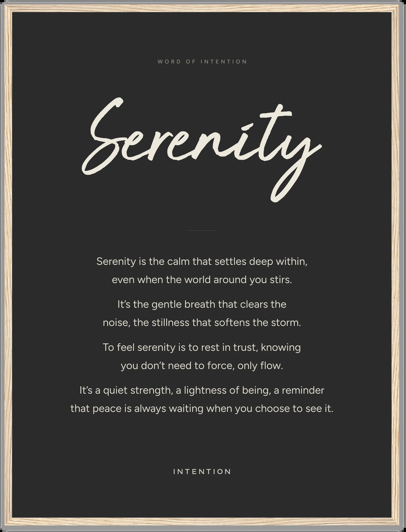 Serenity, Word of Intention