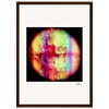 A digital artwork of close-up lips with vivid rainbow colors and abstract paint textures on a white background, framed in a dark wood gallery-quality frame. The artist's signature appears at the lower right of this unique home decor piece.