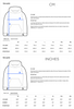 A hoodie size guide with diagrams and tables showing measurements for length, width, and half chest in both centimeters and inches, from XS to 4XL. Instructions for measuring are included above each chart—perfect for conscious fashion or organic clothing choices.