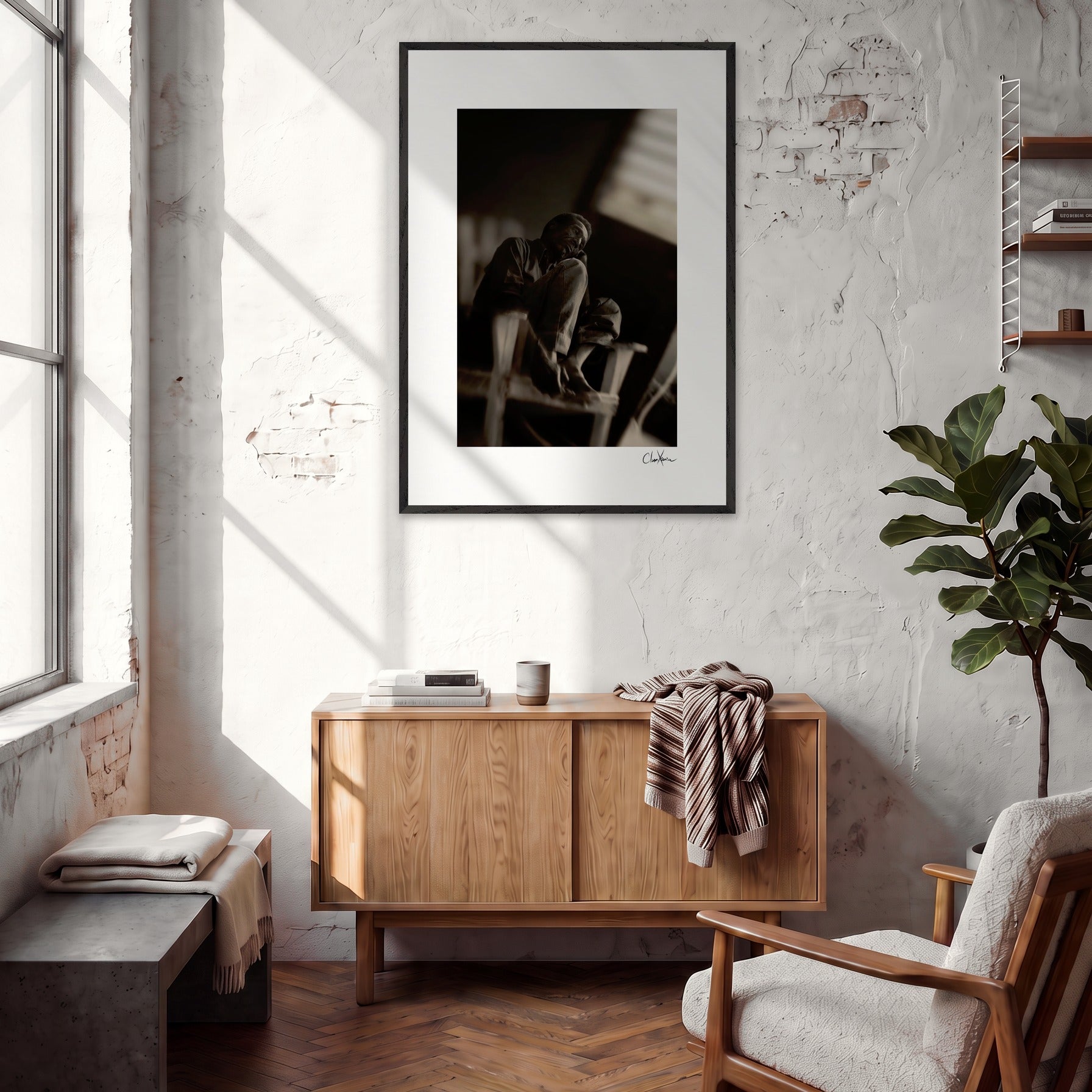 A Dreamer’s Strength Framed print 70x100 cm / 28x40″ Black frame in interior