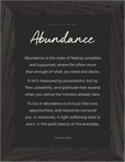 Abundance Word of Intention Framed print 13x18 cm / 5x7″ Black frame Carbon paper