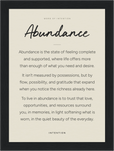 Abundance Word of Intention Framed print 13x18 cm / 5x7″ Black frame Linen paper