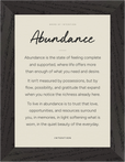 Abundance Word of Intention Framed print 13x18 cm / 5x7″ Black frame Linen paper