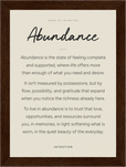 Abundance Word of Intention Framed print 13x18 cm / 5x7″ Dark wood frame Linen paper