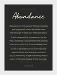Abundance Word of Intention Framed print 13x18 cm / 5x7″ White frame Carbon paper