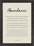 Abundance Word of Intention Framed print 21x29.7 cm / 8x12" Black frame Linen paper