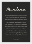 Abundance Word of Intention Framed print 21x29.7 cm / 8x12" White frame Carbon paper