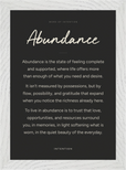 Abundance Word of Intention Framed print 21x29.7 cm / 8x12" White frame Carbon paper