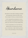 Abundance Word of Intention Framed print 21x29.7 cm / 8x12" White frame Linen paper