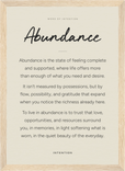 Abundance Word of Intention Framed print 21x29.7 cm / 8x12" Wood frame Linen paper