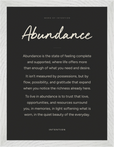 Abundance Word of Intention Framed print 30x40 cm / 12x16″ White frame Carbon paper