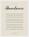 Abundance Word of Intention Framed print 30x40 cm / 12x16″ White frame Linen paper