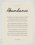 Abundance Word of Intention Framed print 30x40 cm / 12x16″ White frame Linen paper