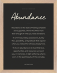 Abundance Word of Intention Framed print 30x40 cm / 12x16″ Wood frame Carbon paper