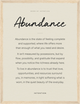 Abundance Word of Intention Framed print 30x40 cm / 12x16″ Wood frame Linen paper
