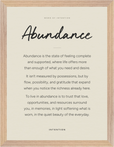 Abundance Word of Intention Framed print 30x40 cm / 12x16″ Wood frame Linen paper