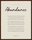 Abundance Word of Intention Framed print 40x50 cm / 16x20″ Dark wood frame Linen paper