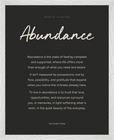Abundance Word of Intention Framed print 40x50 cm / 16x20″ White frame Carbon paper