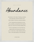 Abundance Word of Intention Framed print 40x50 cm / 16x20″ White frame Linen paper