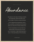 Abundance Word of Intention Framed print 40x50 cm / 16x20″ Wood frame Carbon paper