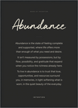 Abundance Word of Intention Framed print 50x70 cm / 20x28″ Black frame Carbon paper