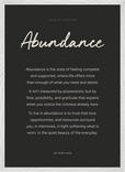 Abundance Word of Intention Framed print 50x70 cm / 20x28″ White frame Carbon paper