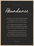 Abundance Word of Intention Framed print 50x70 cm / 20x28″ Wood frame Carbon paper