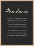Abundance Word of Intention Framed print 50x70 cm / 20x28″ Wood frame Carbon paper